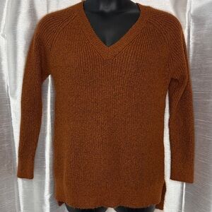 Natural Reflections V Neck Sweater Women’s M Burnt Orange Oversized Loose Fit